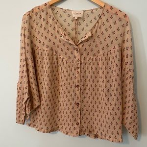 Sezane Cristina Blouse Beige Floral Size 40